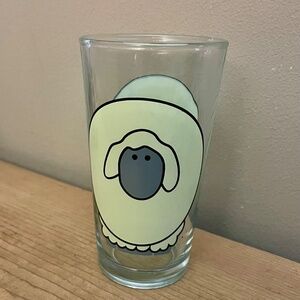 Vintage Whimsical Sheep Tumbler Drinking Glass 12 oz Firna Indonesia